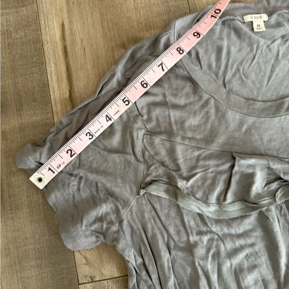 Lot of 2 J Crew Shirts Women Medium Cascading Ruffles Gray Short Sleeve Tank Top